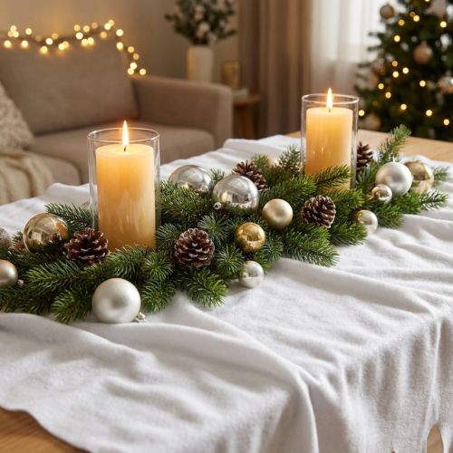 Manta de nieve mantel decorativo invierno blanco 100×270cm comprar | Floristik24.es