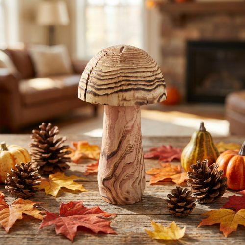 Seta de madera para colocar de pie, seta decorativa, madera de paulownia Ø15cm H28cm | Floristik24.es