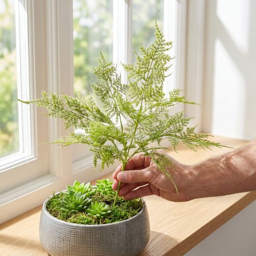 Artículo Planta artificial de helecho artificial en verde flocado L45cm