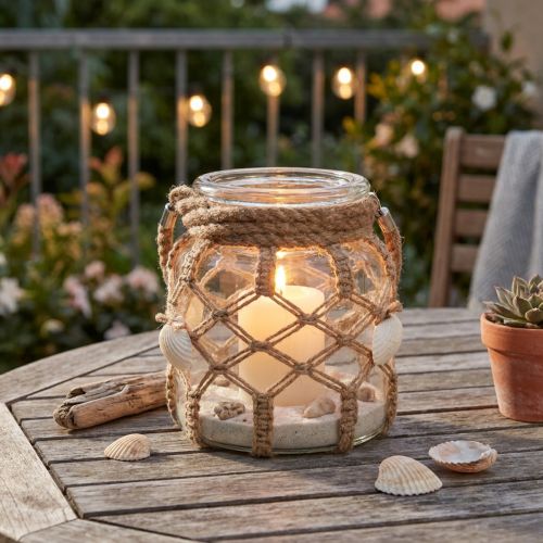 Conchas decorativas de macramé de vidrio decoración de mesa decoración colgante Ø14cm | Floristik24.es