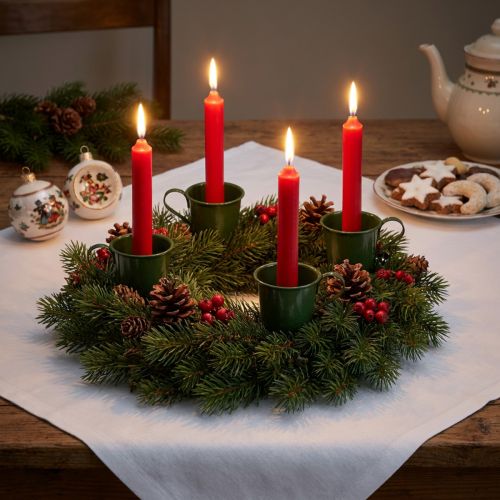 Candelabro cónico Portavelas en taza Verde A6cm 6pzs | Floristik24.es