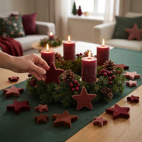 Artículo Estrellas decorativas flocadas Marrón Burdeos 4/5cm 40uds