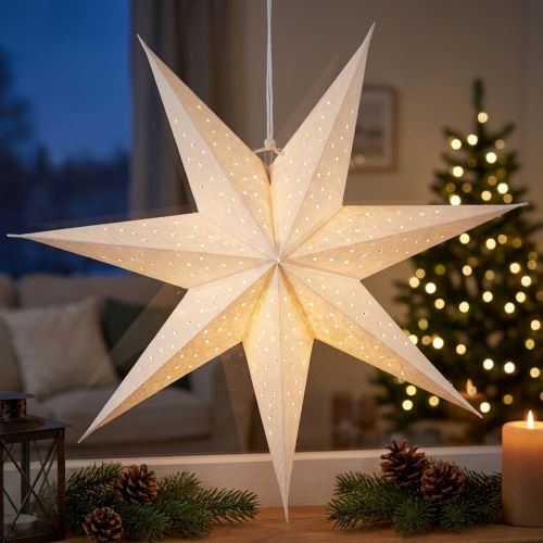 Estrellas de papel para iluminar decoraciones navideñas festivas. | Floristik24.es