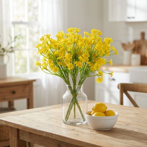 Ramo de manzanilla artificial para decoración fresca y de fácil mantenimiento, 28 cm, 3 unidades. | Floristik24.es
