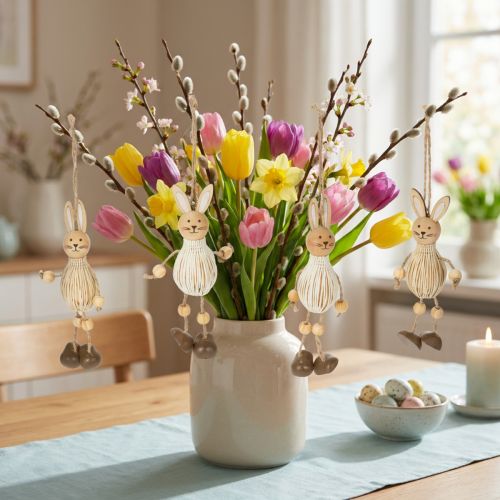 Artículo Adornos colgantes de conejito de Pascua para decoración festiva de Pascua, 12 cm, 4 piezas