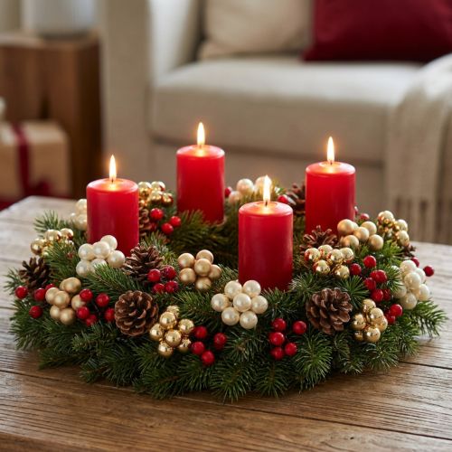 Mini bolas navideñas en alambre dorado, crema Ø1,5cm 140 uds | Floristik24.es