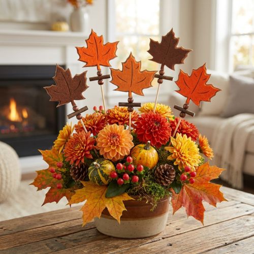 Pin hoja de arce clasificada decoración de otoño 8cm L35cm 12pcs | Floristik24.es