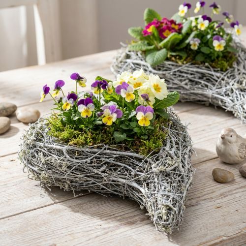 Maceta decorativa con forma de corazón de vid, blanca, idea creativa para el hogar y como regalo, con película de plástico, juego de 4, 15 cm x 23 cm x 5 cm | Floristik24.es