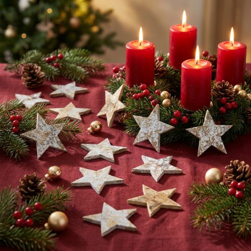 Estrella de coco blanco gris 5cm 50pcs Adviento estrellas dispersión decoración | Floristik24.es