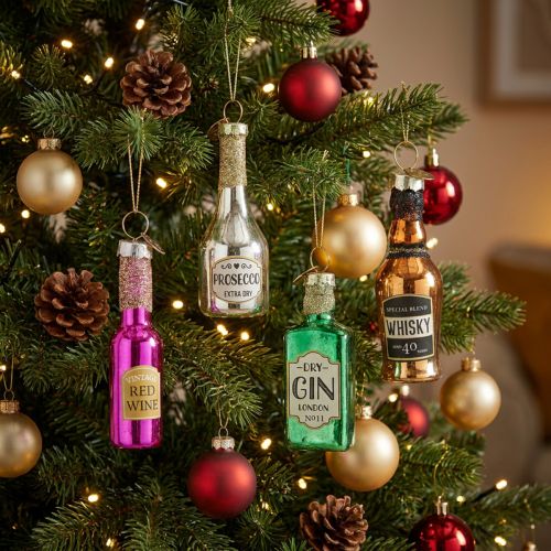 Botella colgante de navidad decoracion arbol de navidad 7cm surtido 4pcs | Floristik24.es