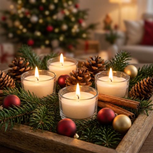 Velas de té con aroma a canela, vela navideña, vela de té perfumada, decoración de velas Ø25cm H40cm blanco 18 piezas | Floristik24.es