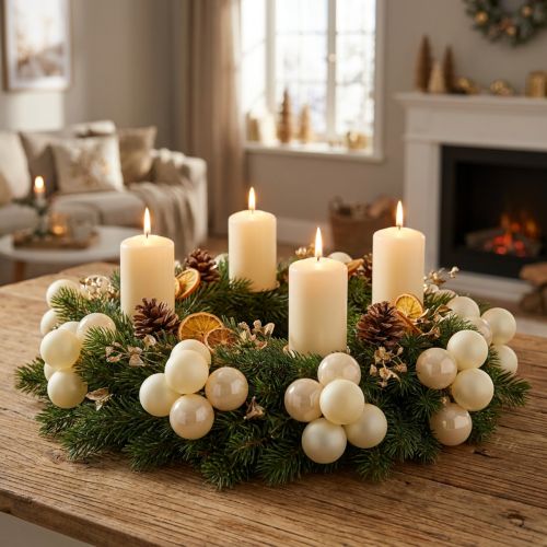 Mini bolas navideñas crema mix mate/brillante Ø40mm 32uds | Floristik24.es