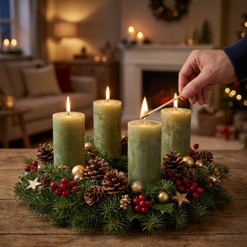 Velas de pilar verde oliva 50×100mm Juego de 4 Velas decorativas de color sólido | Floristik24.es