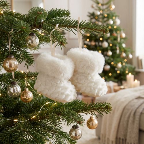 Botas con botas de piel decoración para árbol de Navidad blanco 7cm 2ud | Floristik24.es
