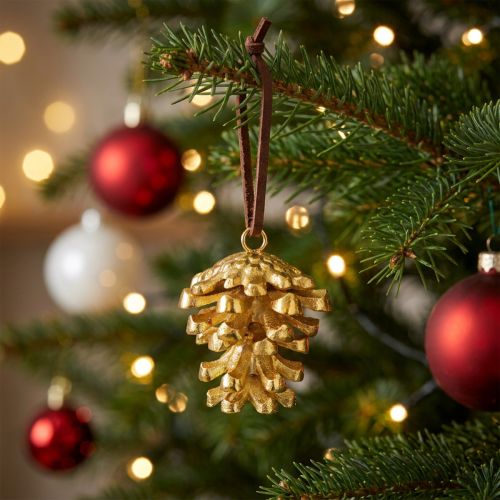 Conos de decoración de conos de pino para colgar Oro H6cm | Floristik24.es