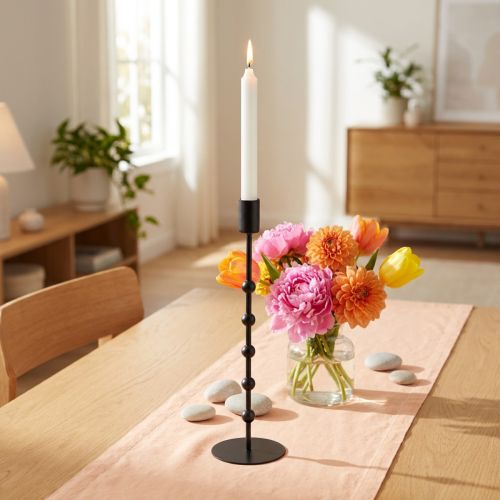 Portavelas Stick candelabro de metal negro Al. 30 cm | Floristik24.es