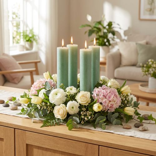 Velas verdes velas grandes de palo color liso 50x300mm 4 piezas | Floristik24.es