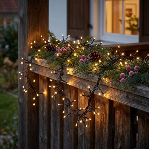Cadena de luces LED para exterior 288er 2.4m negro/blanco cálido | Floristik24.es
