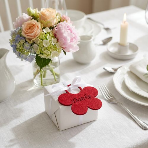 Colgante flor fieltro "Gracias" 10cm 8pcs | Floristik24.es