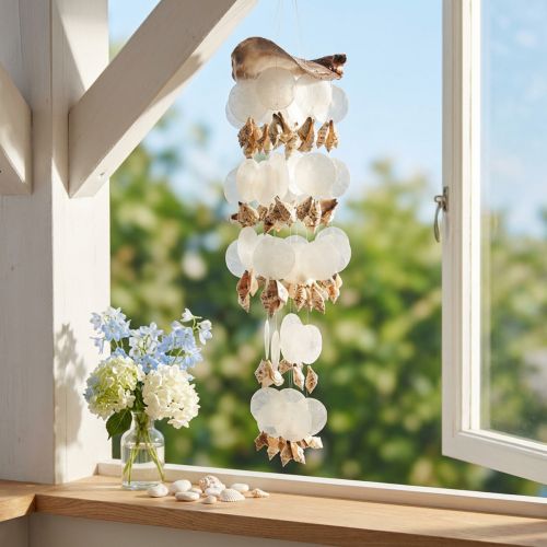 Carillón de viento Capiz colgante decoración conchas nácar Ø17cm 70cm | Floristik24.es