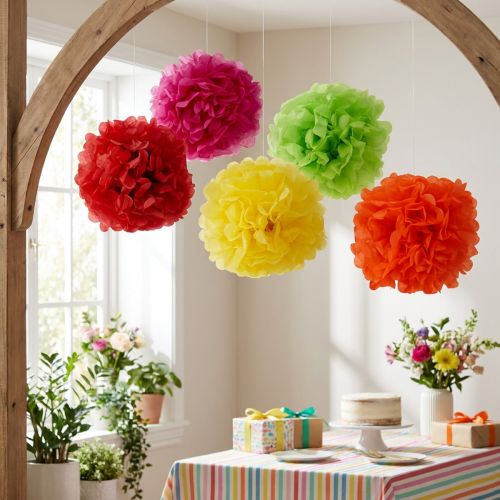 Pompón de papel Ø30cm Surtidos 5pzs - 1set | Floristik24.es