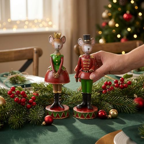 Figuras decorativas navideñas de ratón 14,5cm rojo-verde 2 piezas | Floristik24.es