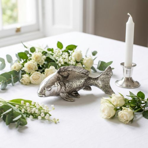 Peces decorativos plata envejecida 14cm | Floristik24.es