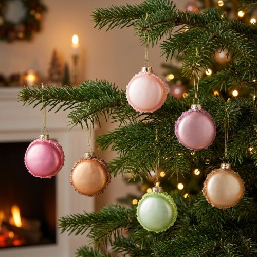 Artículo Colgante de macaron para árbol de Navidad, 6 cm