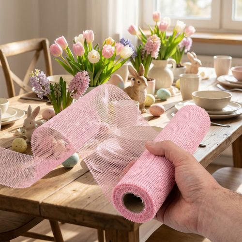 Camino de mesa yute cinta de yute cinta de mesa rosa claro 30cm 5m | Floristik24.es
