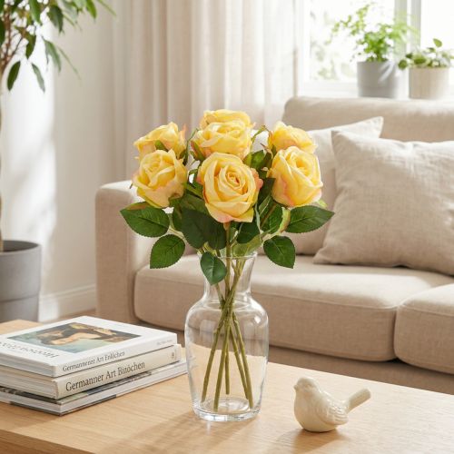 Arreglo floral de ramo de rosas para una elegante decoración en el salón 44cm 6 piezas | Floristik24.es
