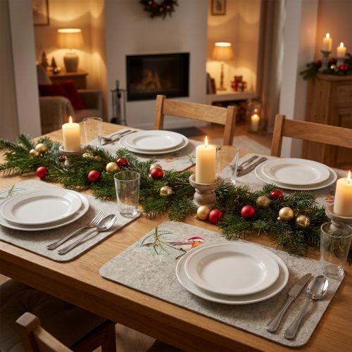 Juegos de mesa para Navidad Petirrojo Gris 40×30cm 4uds | Floristik24.es