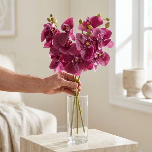 Artículo Orquídeas artificiales flores artificiales moradas como reales 56cm 3 piezas