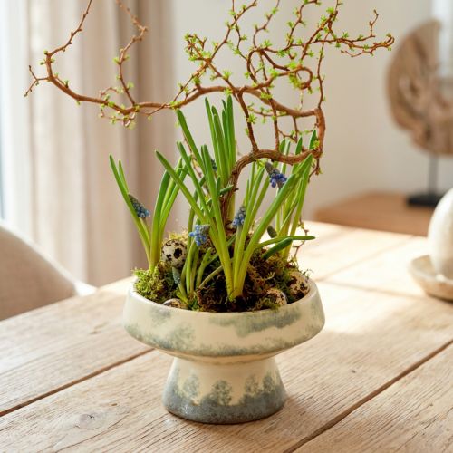 Cuenco decorativo cerámica con base crema gris verde Ø17cm 10cm | Floristik24.es