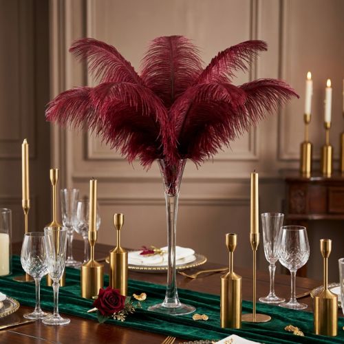 Artículo Plumas de avestruz plumas reales decoración vino rojo 20-25cm 12 piezas