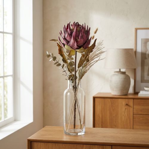 Artículo Alcachofa Artificial Flor Artificial Grande Aspecto Seco Púrpura 76cm