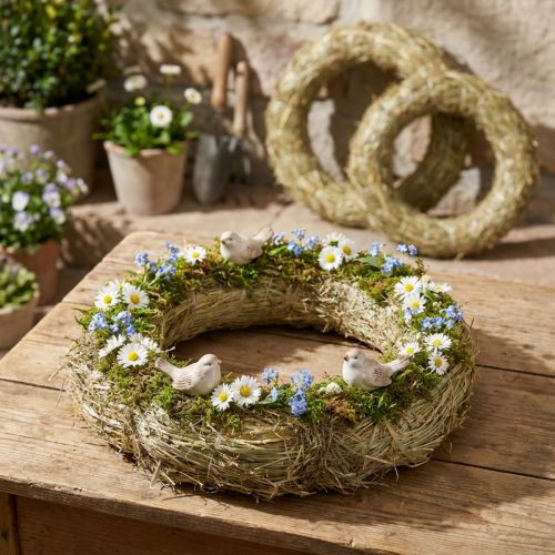 Coronas de heno, decoración de mesa, material natural, Ø 31-32 cm, juego de 5 | Floristik24.es