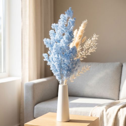 Espárragos de plumas azul claro, flores secas decorativas de espárragos, 55-70 cm | Floristik24.es