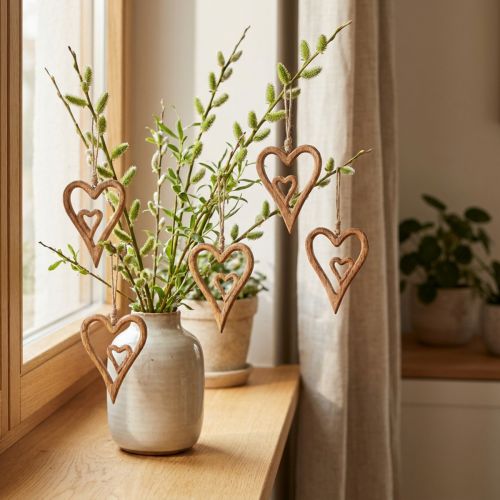 Corazón de madera corazones de madera natural para colgar 8×11cm 4uds | Floristik24.es