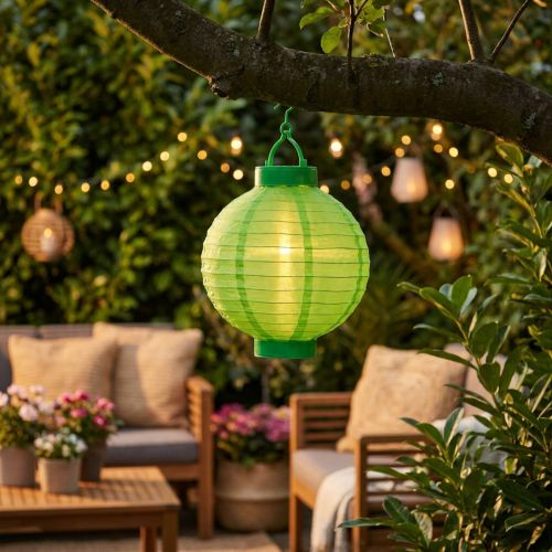 Lampion LED con solar 20cm verde | Floristik24.es