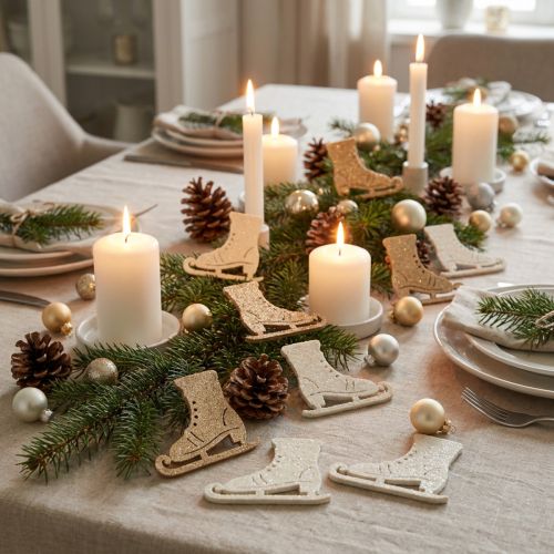 Decoración dispersa decoración de invierno patín de hielo de madera brillo 4x3,5 cm 72 piezas | Floristik24.es