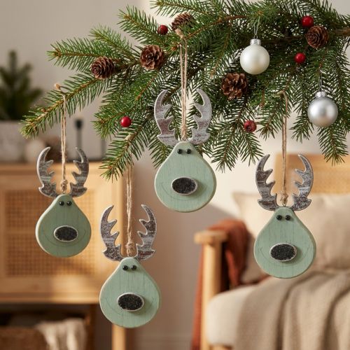 Cabeza de alce menta para colgar 14,5cm x 7,2cm 4uds | Floristik24.es