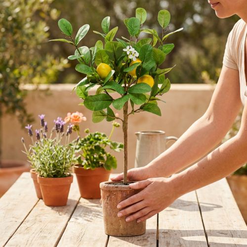 Limonero artificial, maceta 58cm, árbol decorativo, estilo mediterráneo | Floristik24.es