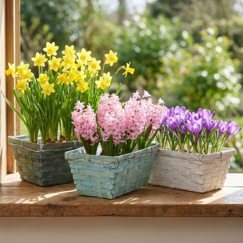 Macetero, cesta para plantas trenzada, cesta para virutas cuadrada verde/blanco 25cm 6 piezas | Floristik24.es