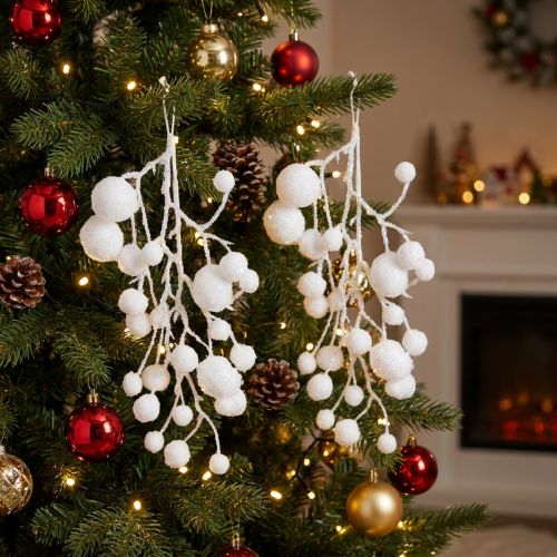 Ramas decorativas de copos de nieve para colgar con purpurina de 30 cm, 2 unidades | Floristik24.es