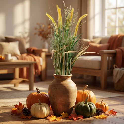 Manojo de hierba decoración otoñal con umbelas 84cm | Floristik24.es