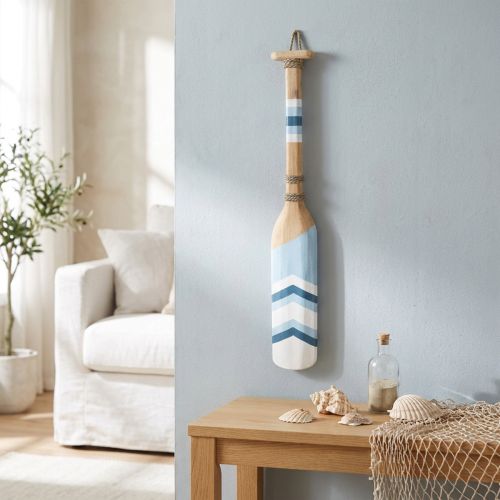 Remo decorativo de madera decoración de pared Remo de madera decorativo marítimo pintado 78cm | Floristik24.es