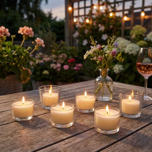 Artículo Velas de té con aroma a citronela para veladas románticas en casa o en el jardín, 25 mm, 7 h, 18 unidades.