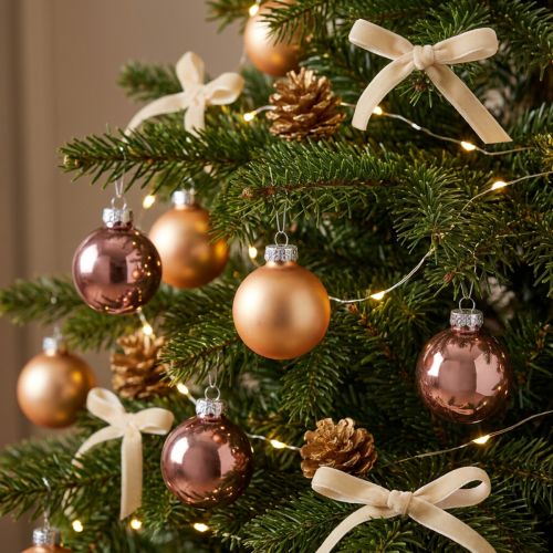 Bolas navideñas vaso rosa albaricoque mix mini Ø3cm 22uds | Floristik24.es