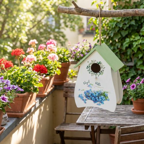 Artículo Casita para pájaros para habitaciones elegantes con diseño floral y aire nostálgico 21 cm