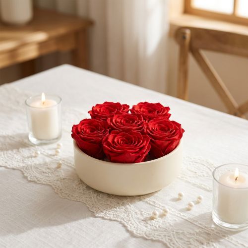 Artículo Rosas eternas Flores preservadas Rosas Rojas Ø6cm 6pzs